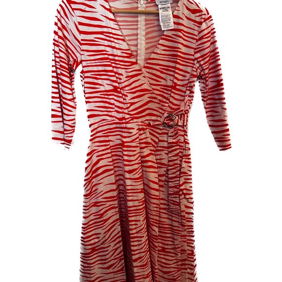 Max & Co Orange + White Striped Wrap Dress - Picture 2 of 7